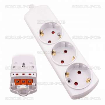 Power Outlet Strip, 3 sockets, without cable, 250VAC, 16A LEXA LX-3