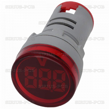 Индикаторен волтметър AD16R 60V - 500V/AC за вграждане в ел табла и уреди червен