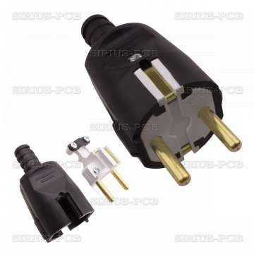 Rubber coated plug Schuko 16А 250V black