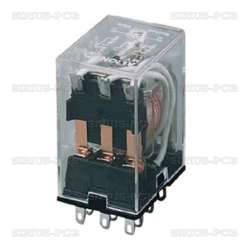 Електромагнитно реле универсално бобина 12VDC 250VAC/5A 3PDT 3NO+3NC MY3