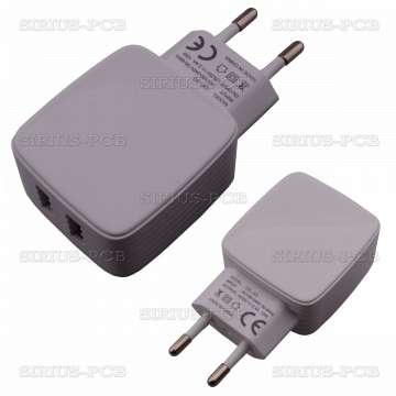 Мрежово зарядно устройство DE-33 / 5V/2.4A 220V / 2 x USB / Бял