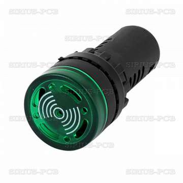 Зумер с LED индикация AD16-22SM / 12 VAC/DC / зелена