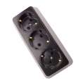 Power Outlet Strip, 3 sockets, without cable, 250VAC, 16A, black, rectangle