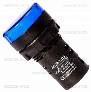 Лампа индикаторна LED AD22-22DS/B / 220V AC / синя