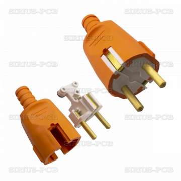 Rubber coated plug Schuko 16А 250V orange