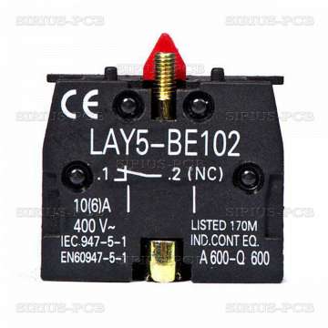 Contact Block LAY5-BE102; 10A/600VAC SPST-NC