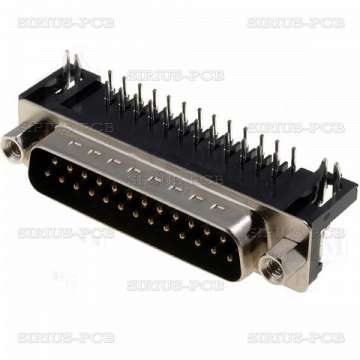 Съединител DS1037-25 / 25 Pin / мъжки / ъглов за платка