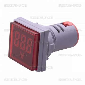 Индикаторен волтметър AD16S 12V - 500V/AC за вграждане в ел табла и уреди червен