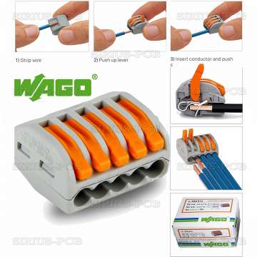 Безвинтова клема WAGO 222-415 за кабел 5P 0.75-2.5 mm2